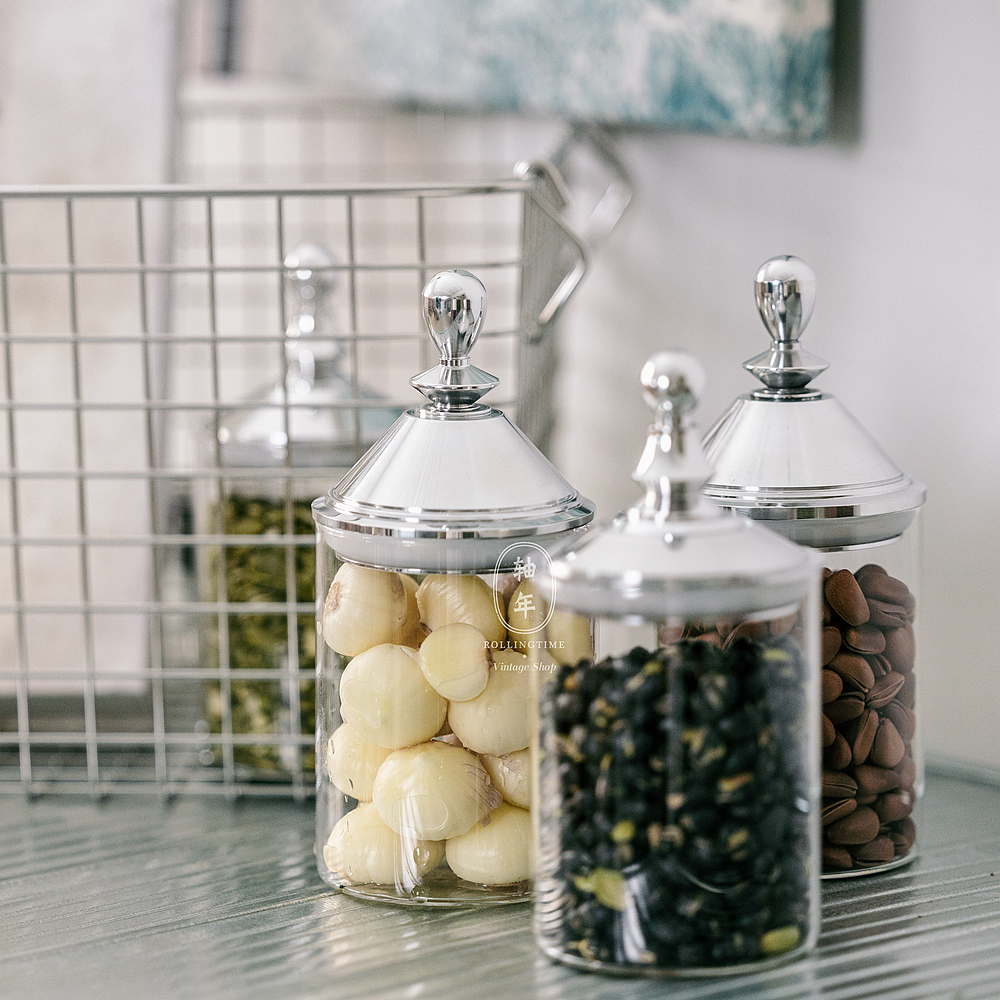 軸年咖啡店厨房日式铝玻璃密封罐