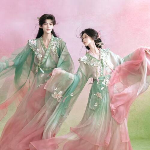 仙女风重工刺绣魏晋大袖衫汉服套装情侣古风飘逸【小荷】褚云令