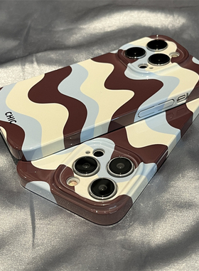 iPhone16ProMaxins撞色波浪纹适用苹果14手机壳个性iphone13promax可爱少女新款软壳11X华为荣耀vivo小米oppo