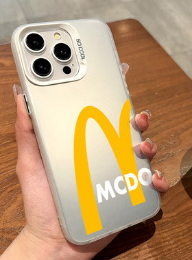 适用于iphone16promax手机壳黄色字母m苹果12/13小米14华为Pura70防滑气质ins原创潮牌情侣软边软壳小众