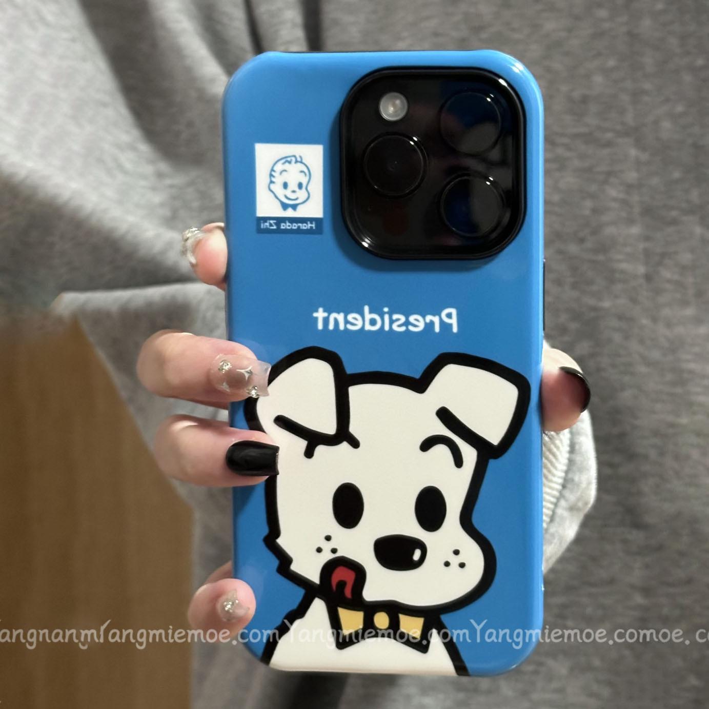 卡通原田治小狗适用于iPhone16/15promax手机壳可爱苹果14Pro创意12/13mini情侣防摔华为Mate60Pro菲林二合一