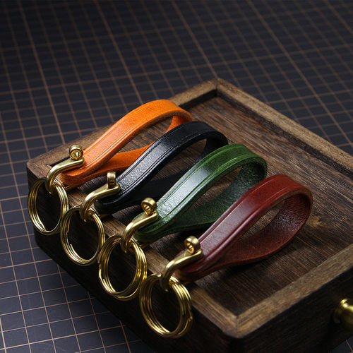 手工制作牛皮钥匙扣黄铜五金