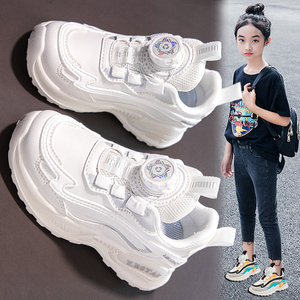 乔丹女童鞋夏季2024儿童小白鞋白色运动鞋女孩老爹鞋子学生中大童