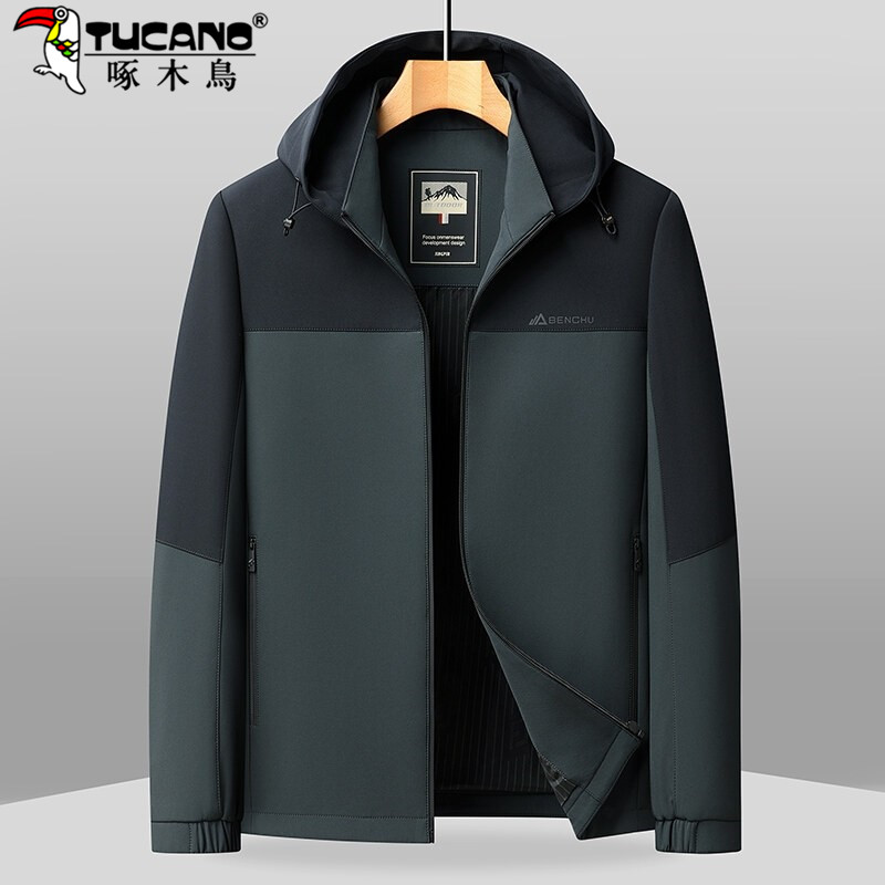 啄木鸟爸爸外套春秋款中年男士夹克衫中老年人男秋款上衣服