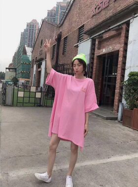 JLsunflower春夏装半袖女装宽松胖mm显瘦百搭韩版bf风纯棉上衣