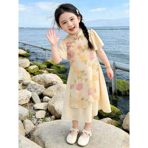 女童夏季国风连衣裙2026新款儿童甜美小女孩新中式古风唐装旗袍裙