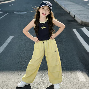 女孩速干裤 女童无袖 两件套洋气 儿童休闲夏装 2026新款 背心套装 夏季