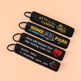 极简语录织唛钥匙扣英文字母挂件学生校园门禁挂饰爱心布艺钥匙扣