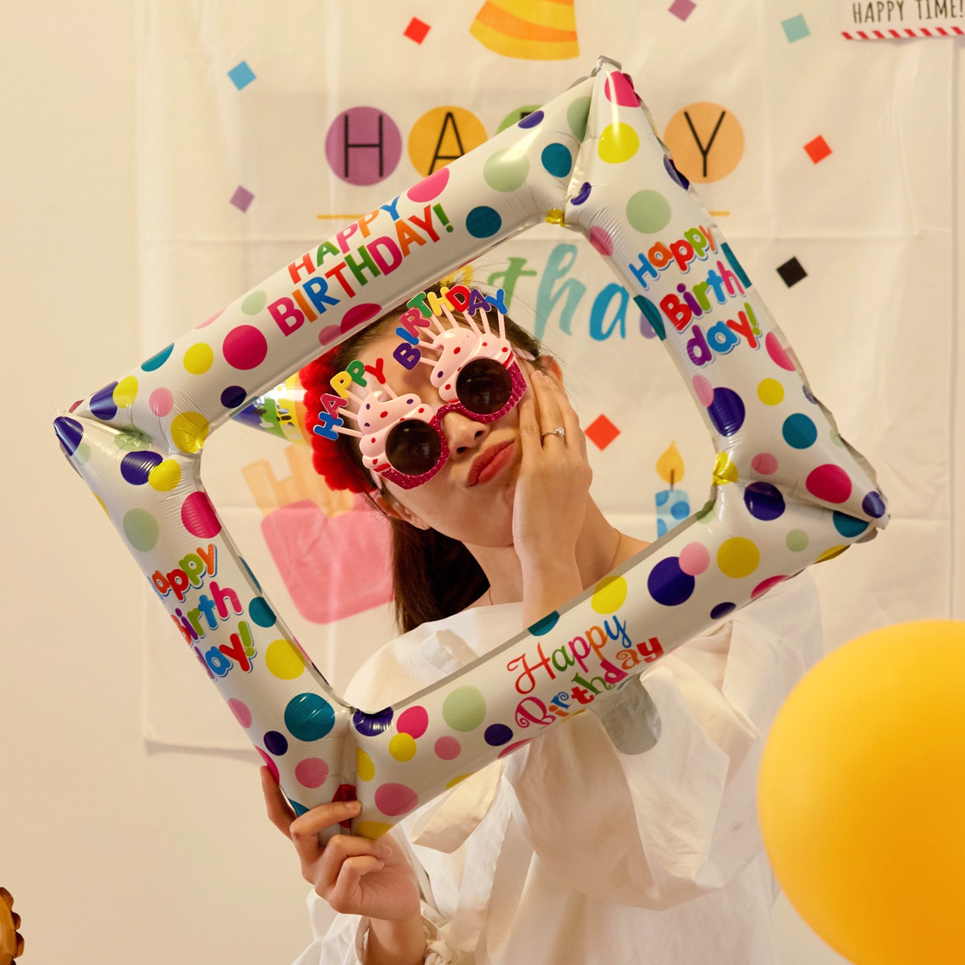 网红拍照道具相框铝膜气球