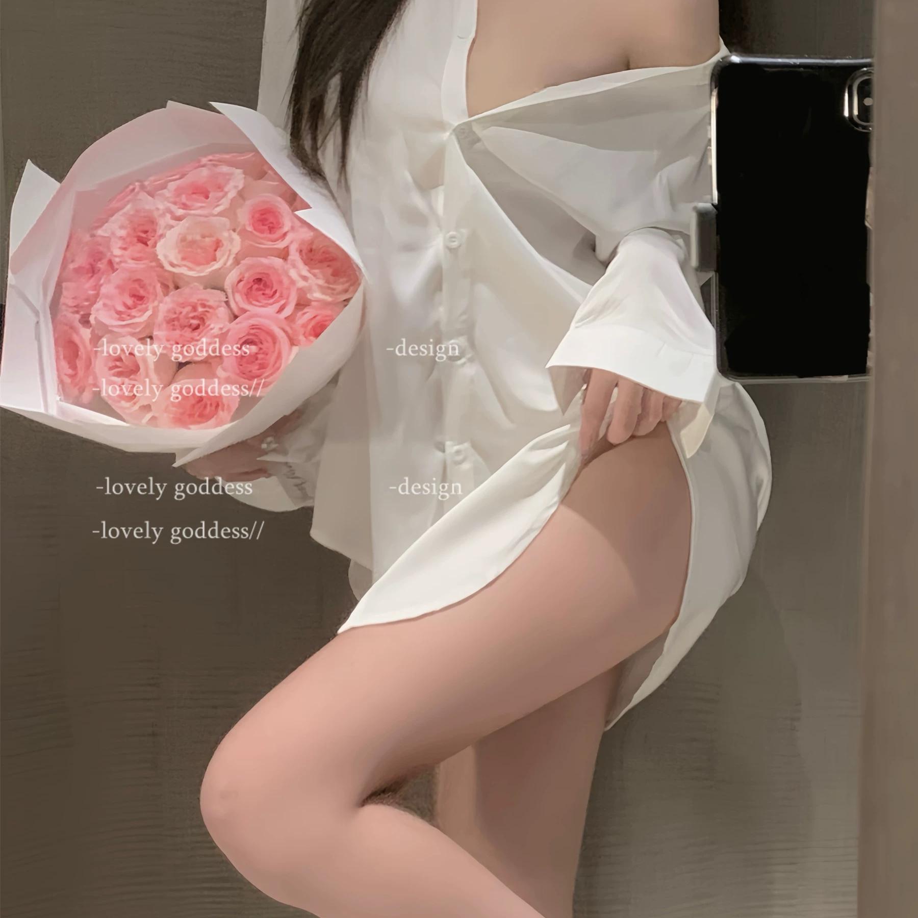 【霓裳羽衣】清晨男友风白衬衫可外穿性感纯欲居家服小性感衬衫