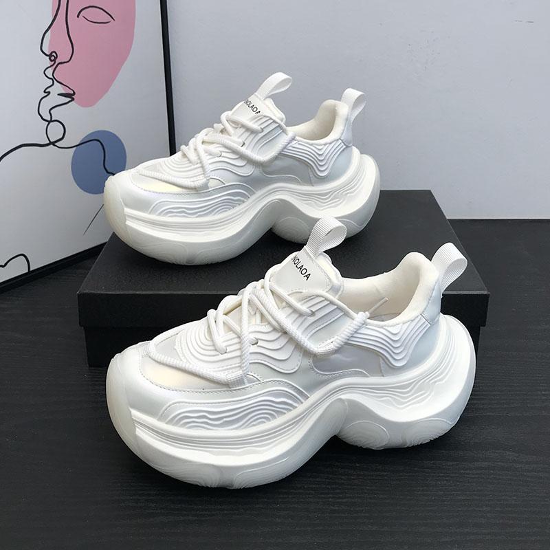 欧货皮厚底老爹鞋增高白色小个子