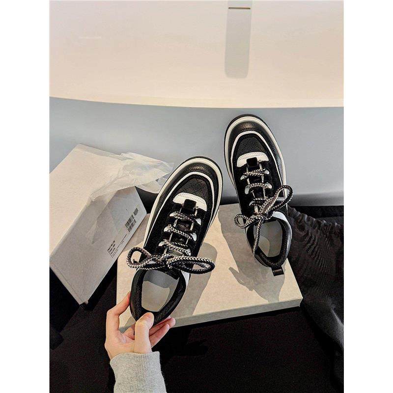 2025新款小香风厚底运动休闲鞋女新款增高百搭熊猫板鞋舒适休闲鞋,女鞋,时尚休闲鞋,淘宝优惠券,粉丝福利购,淘宝优惠卷