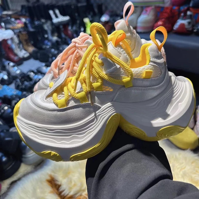 欧货真皮老爹鞋ins超火厚底松糕厚底运动鞋休闲小个子女鞋小白鞋