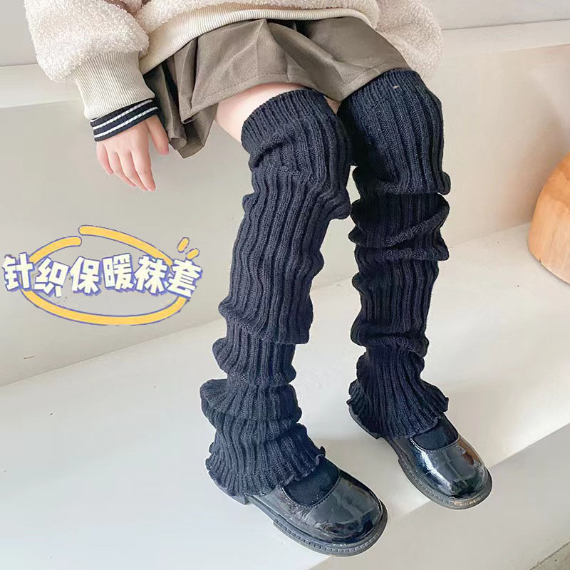 女童护腿袜套秋冬纯棉保暖宝宝护膝高筒长袜子儿童过膝长筒堆堆袜