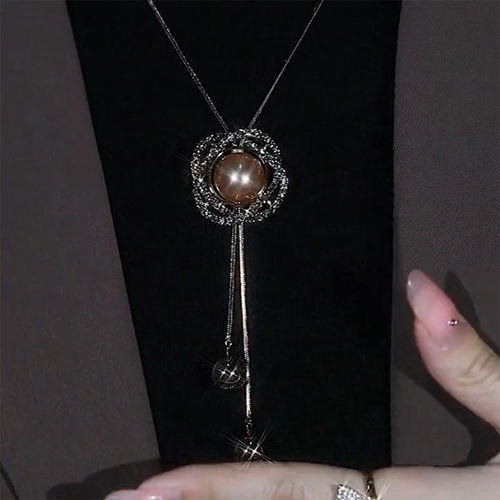 简约高端秋冬装饰项链长款毛衣链