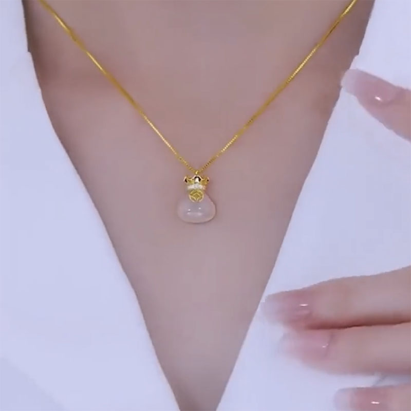 金色转运钱袋项链轻奢小众吊坠女