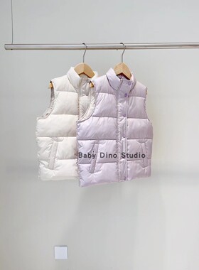 现货Baby Dino定制款女童两色立领棉服马甲百搭外穿加厚保暖背心