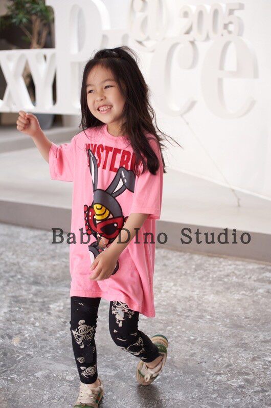 现货Baby Dino定制款女童兔娃娃宽大版型T裙连衣裙