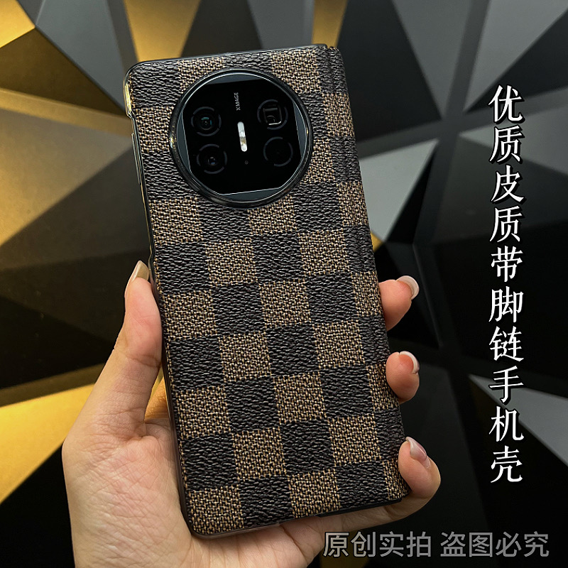 适用华为MateX5优质皮革手机壳x3典藏版后壳带中轴保护全包裸机手感耐用防摔不掉色保护套新款男女高级感皮壳