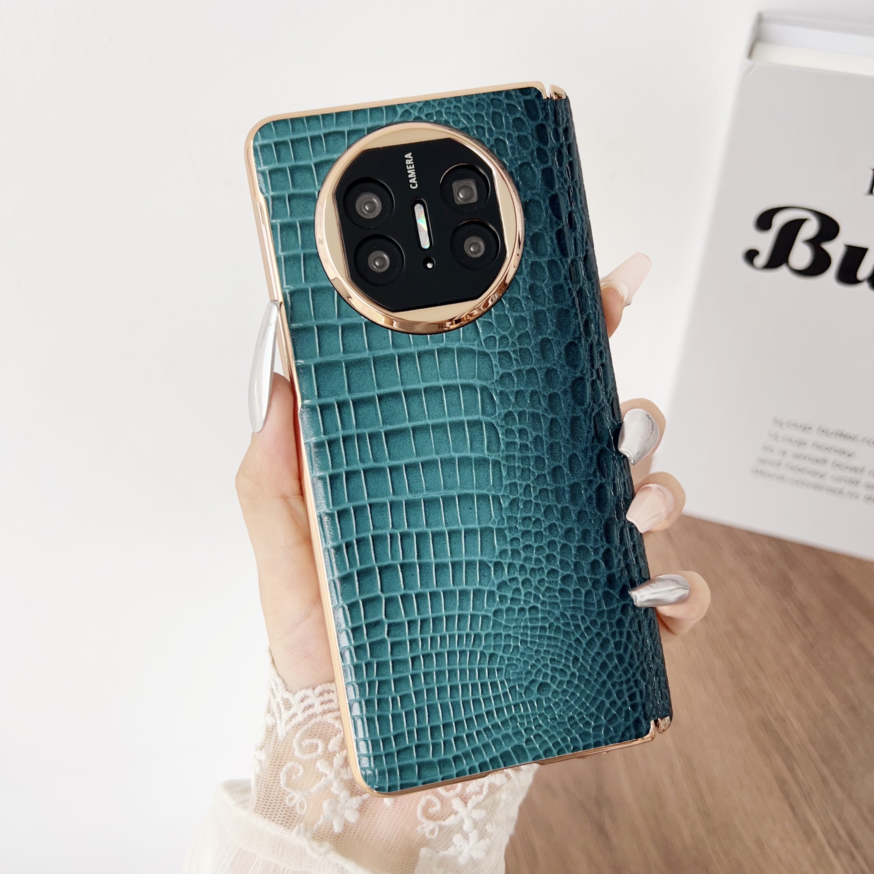 适用华为MateX5折叠屏手机壳x3变x5真皮保护套壳膜一体新款高级感鳄鱼皮纹皮壳超精电镀轻奢小众小香风防摔壳