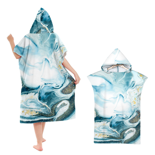 流金印花连帽浴巾双面绒浴袍斗篷亲子海边沙滩换衣外套游泳浴巾15