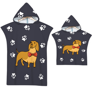 腊肠犬连帽浴巾亲子款 速干浴袍沙滩换衣外套狗系列穿戴浴巾斗篷27