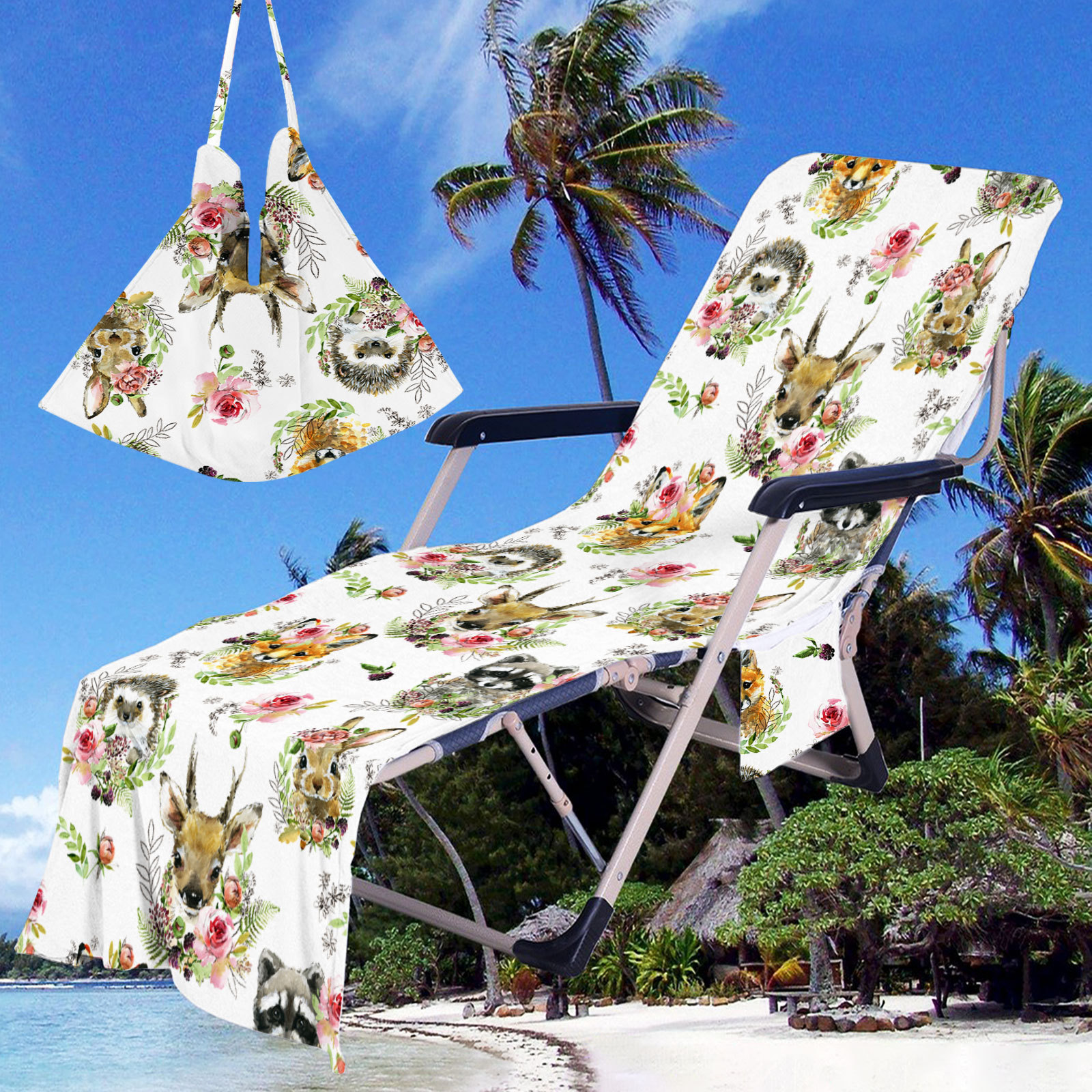 可爱卡通印花躺椅罩毛巾包