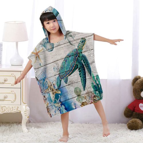 海洋乌龟带帽斗篷浴巾海边换衣
