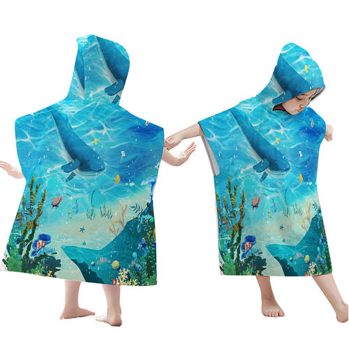 海豚双面绒浴巾海洋系列浴袍