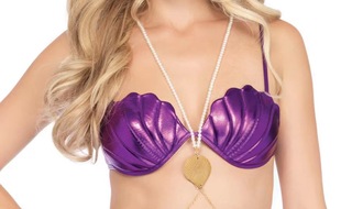 ins风性感三角绑带比基尼美人鱼贝壳泳衣上衣bikini海边沙滩泳装