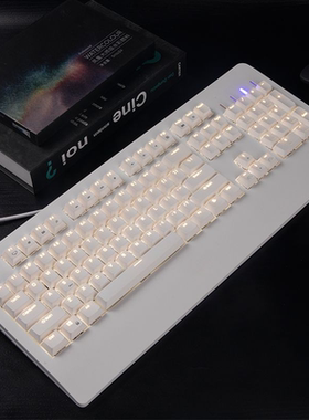 复客狮F104有线复古办公笔记本媒体旋钮机械轴104配列机械键盘