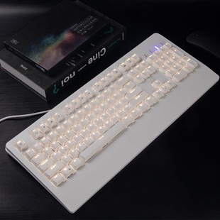 复客狮F104有线复古办公笔记本媒体旋钮机械轴104配列机械键盘