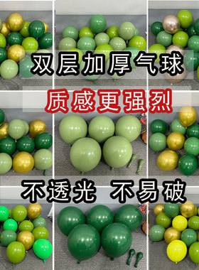 双层加厚绿色森林气球牛油果绿店铺幼儿园装饰布置不透光防爆气球