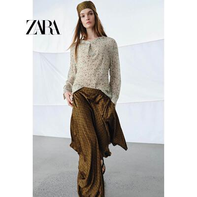 2026春夏新品 女装 ZW 系列长袖V领印花垂性衬衫 1084014 330