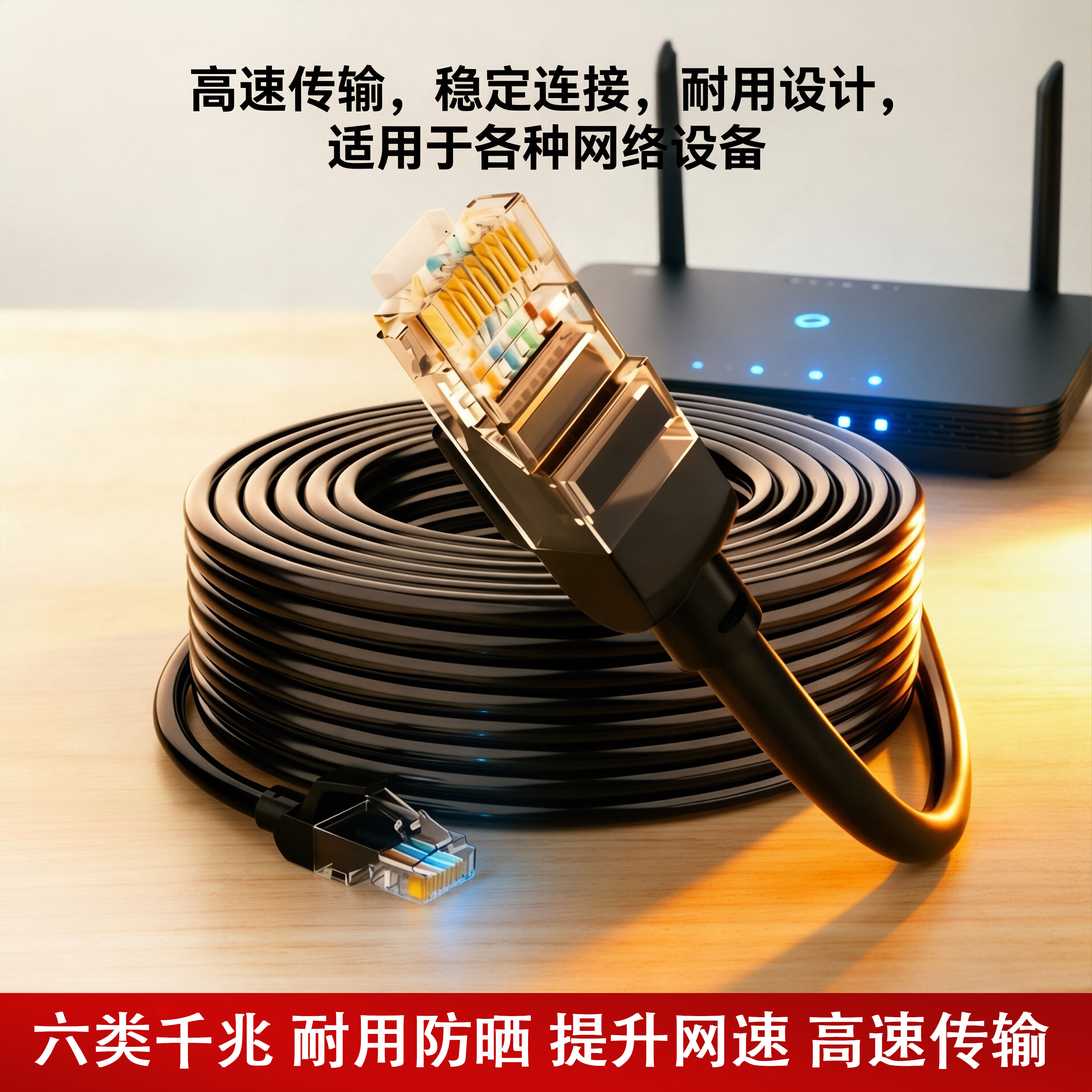 网线超6六类五5类家用千兆成品连接线电脑宽带网络路由器监控