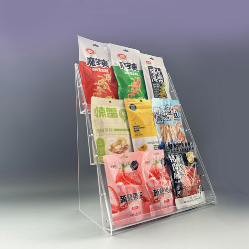 亚克力化妆品面膜展示架零食架直播专用阶梯架袋装陈列架可定制