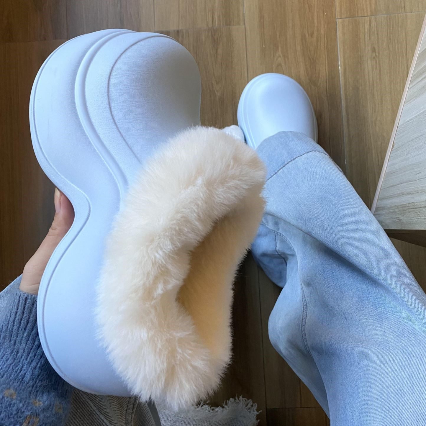 加绒雪地靴女款2025新款冬季厚底防水防滑保暖加绒加厚半拖棉拖鞋