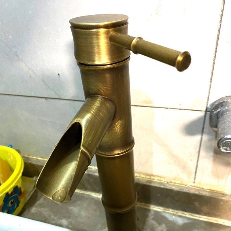 复古单冷洗手台仿古加高竹节水龙头防溅水开关下盆台上盆冷热欧式