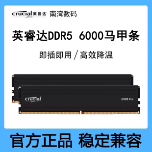 英睿达内存条DDR5 6000 16Gx2/24Gx2套装超频Pro马甲条美光颗粒AI