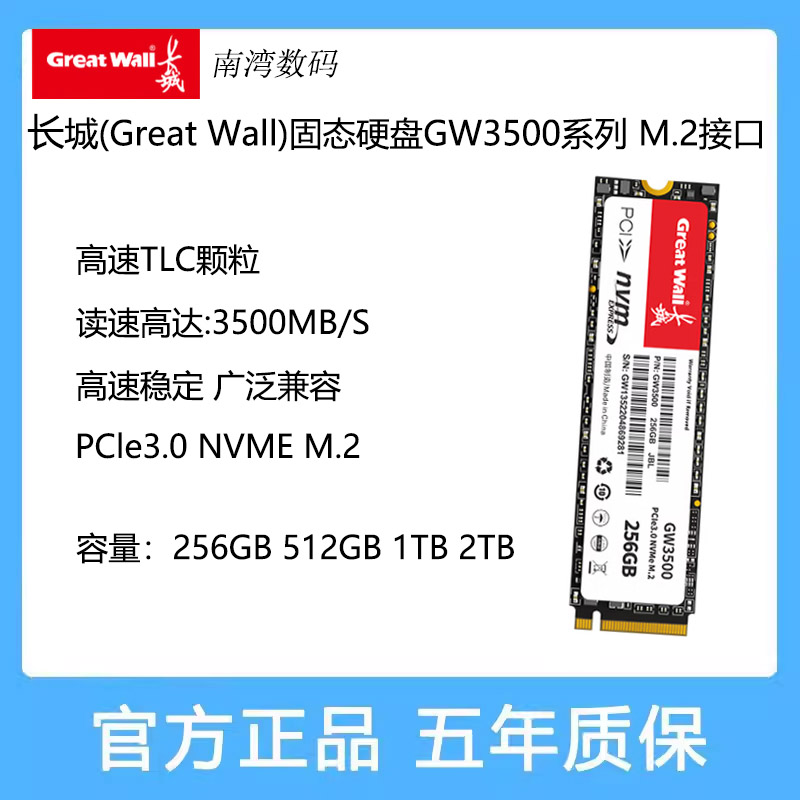 长城(Great Wall)固态硬盘2280M.2接口GW3500系列256G 512G 1T 2T