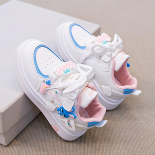 女童厚底小白鞋女2026秋季新款板鞋休闲百搭卡通学生面包鞋运动鞋