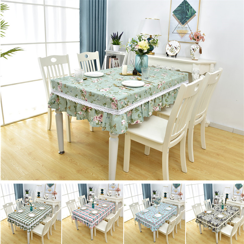 定制欧式亚麻棉麻长方形餐桌布桌套田园茶几台布布艺盖巾荷叶花边