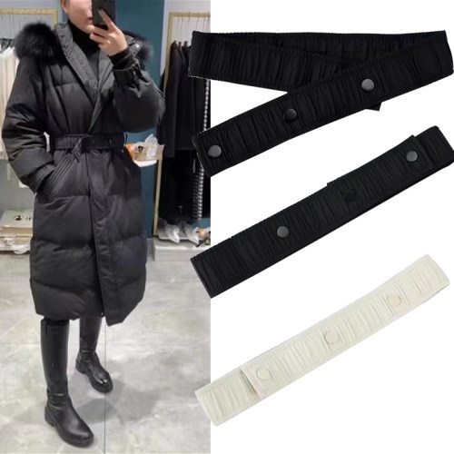 女羽绒服弹力腰封布合金百搭腰带