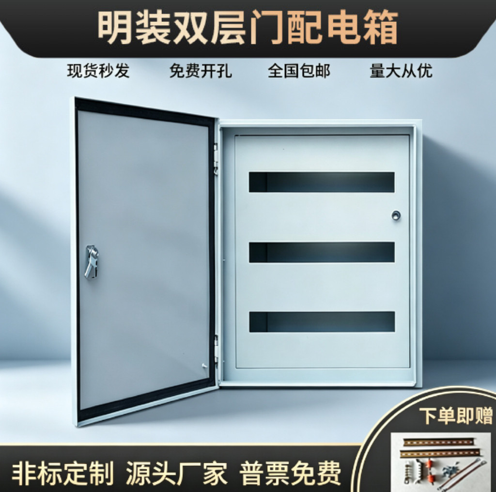低压双门配电箱动力照明内外门电箱双层门明装双开门控制电箱空箱