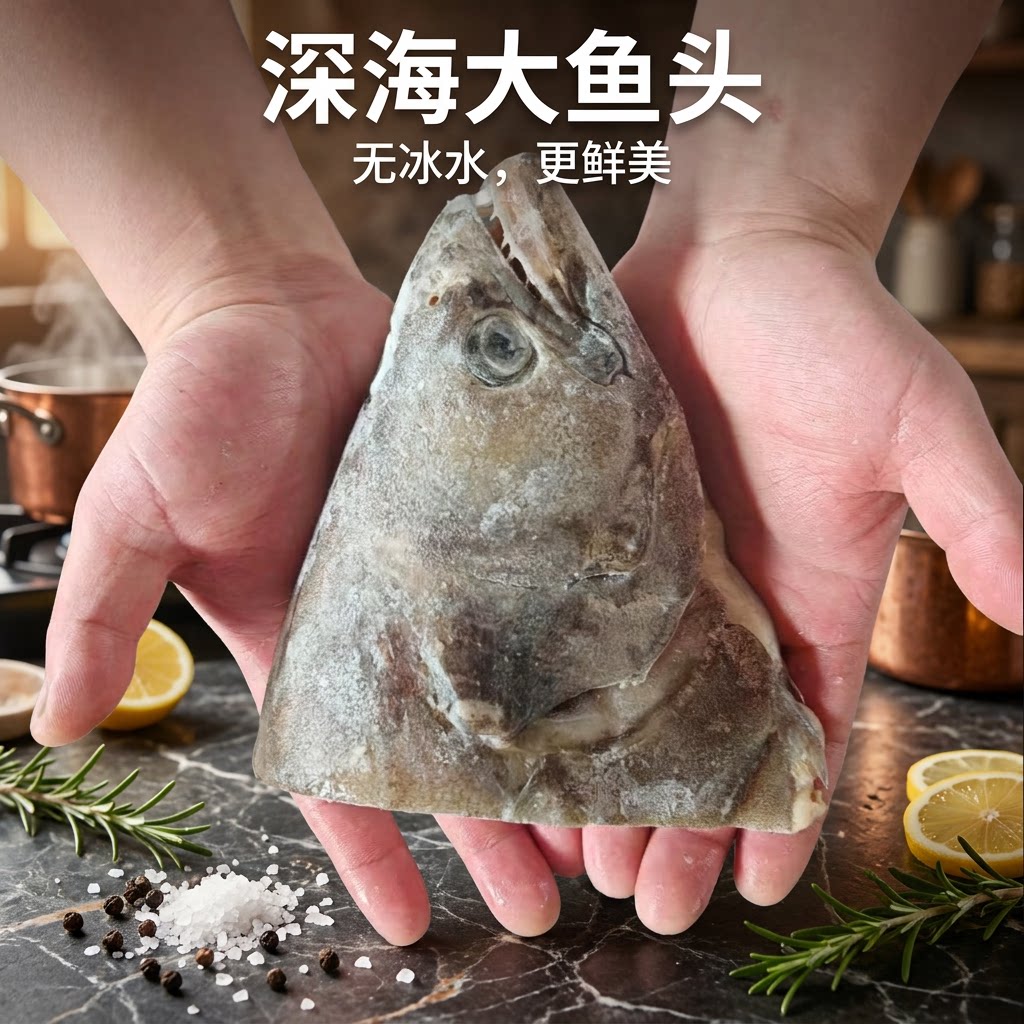 (无冰水净重)鱼头深海大鱼头 碟鱼头 鲽鱼头 鸦片鱼头 扁鳕鱼头