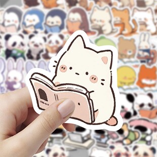 120张爱看书表情包可爱贴纸装饰手机电脑防水网红个性搞笑贴画diy