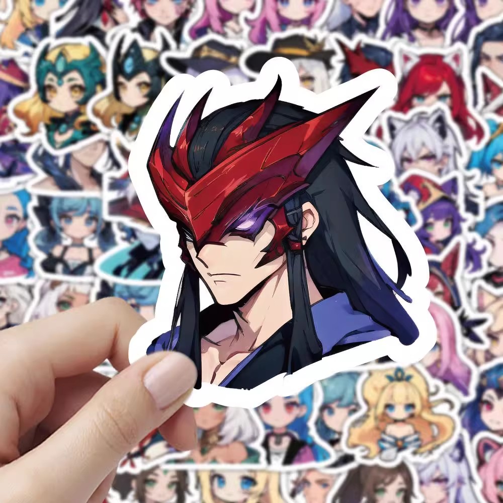 62张英雄联盟贴纸Q版卡通可爱高颜值装饰手机壳平板电脑防水贴画