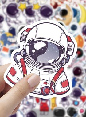 180张航天员Q版可爱贴纸卡通宇航员周边桌面手机手账装饰贴画防水