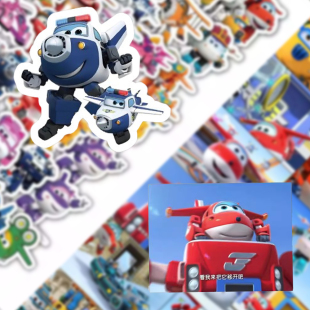 163张卡通动画超级飞侠儿童玩具手机壳行李箱贴纸标签立体贴画纸
