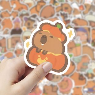 200贴可爱卡通贴纸卡皮巴拉贴画diy手账行李箱装 饰手机包防水贴纸